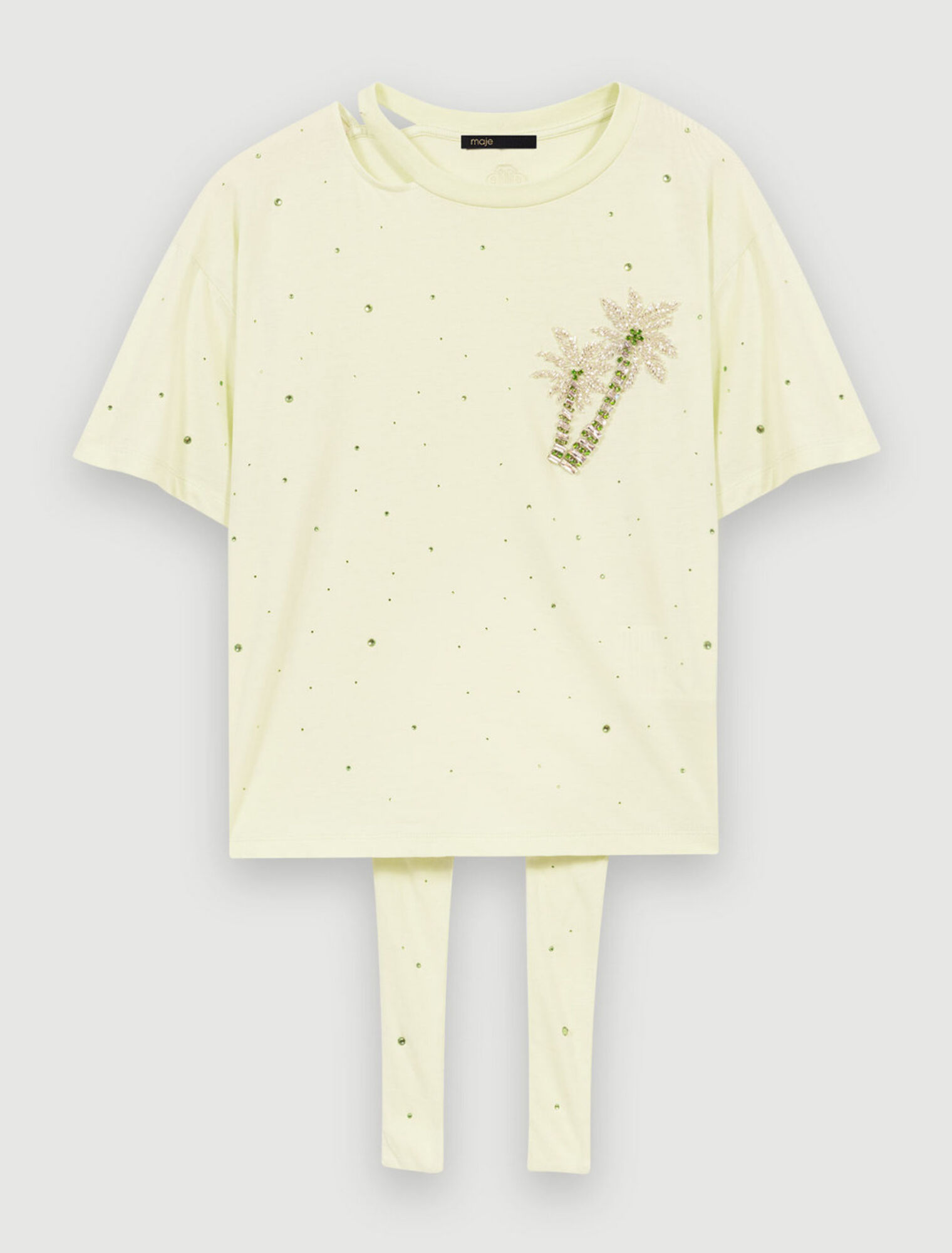 T-Shirt mit Kristallen Palmen