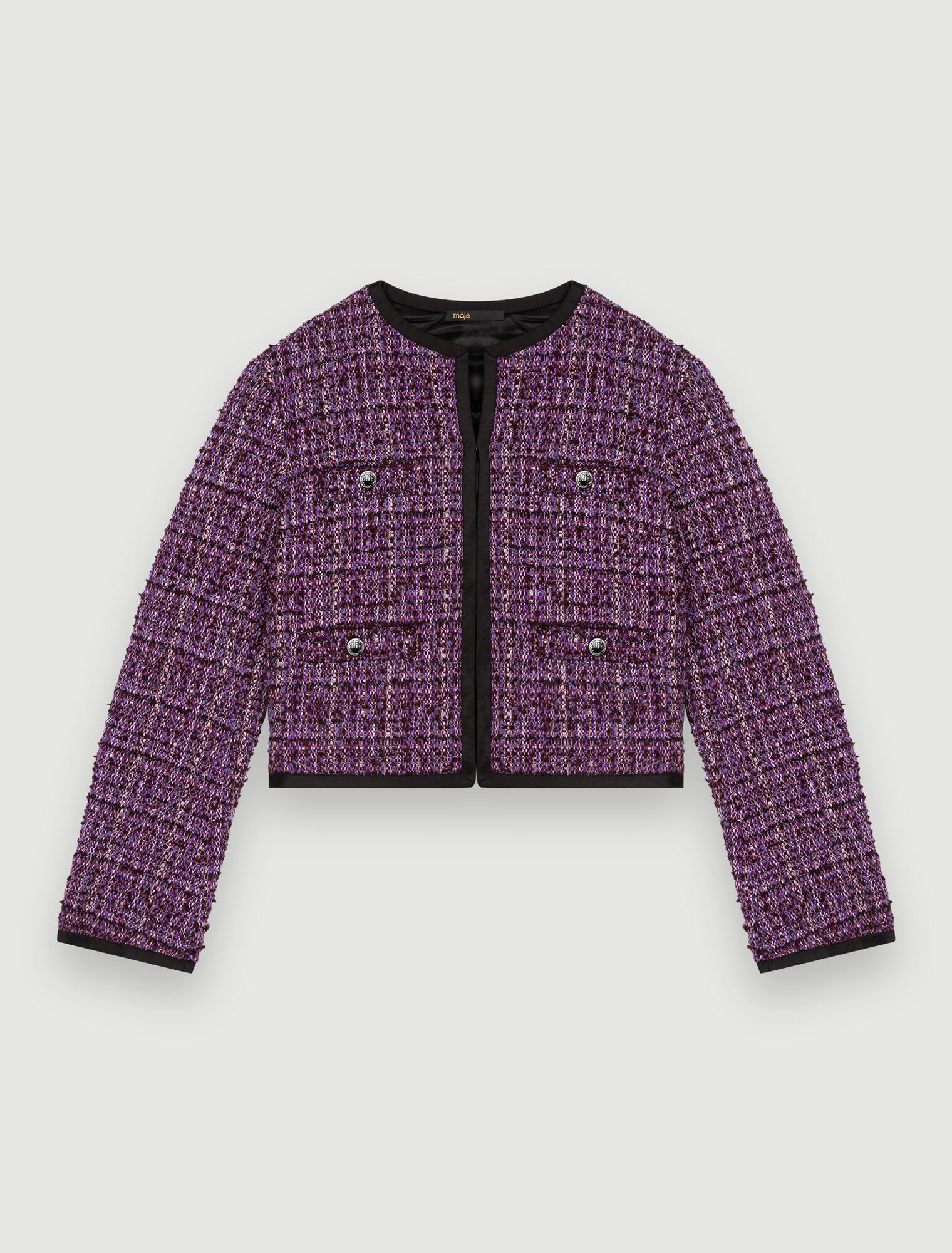 Gesteppte Jacke aus violettem Tweed