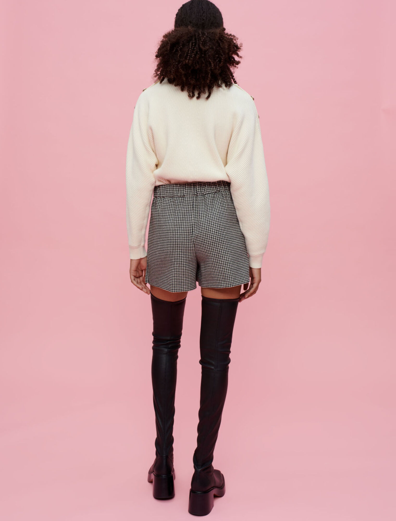 Shorts mit Hahnentrittmuster