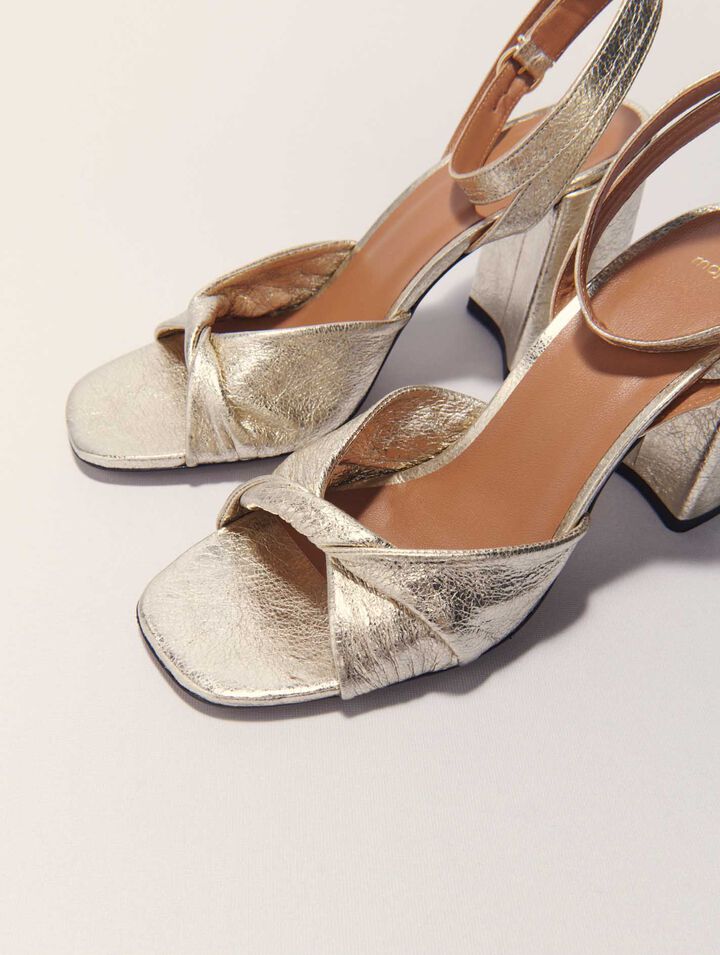Absatzsandalen aus Metallicleder
