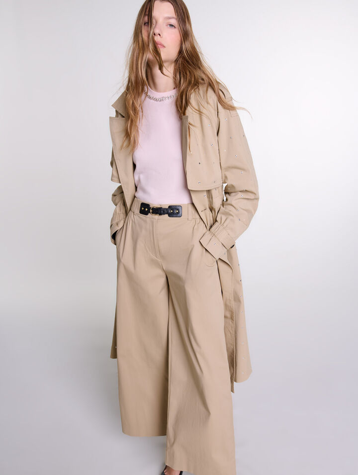Nieten-Trenchcoat, Stretch-Taille