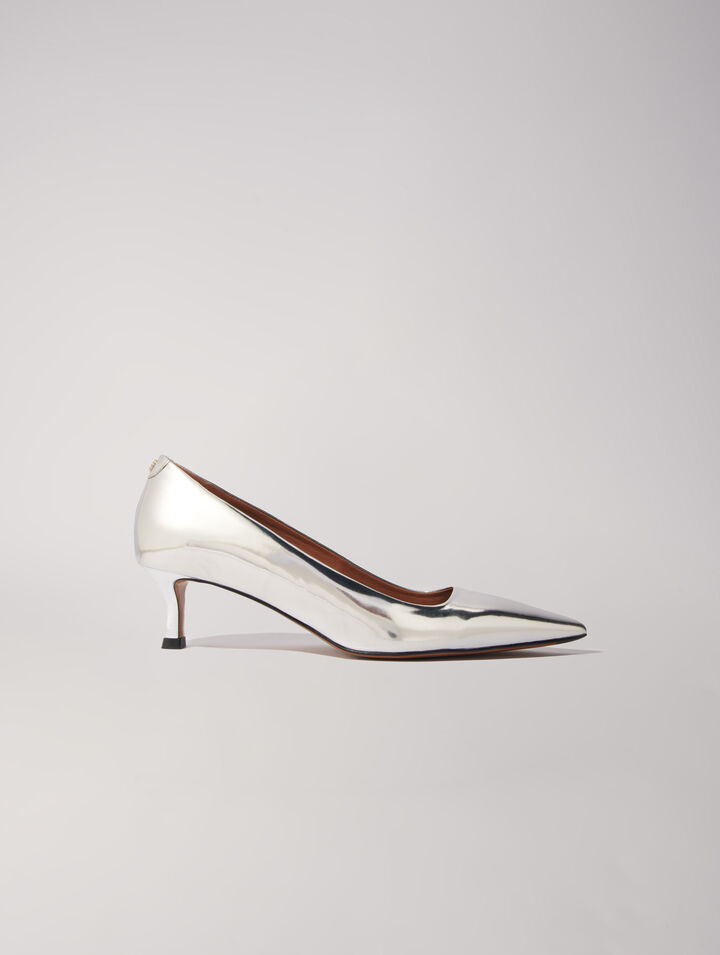 Spitze Lederpumps mit Spiegel-Optik
