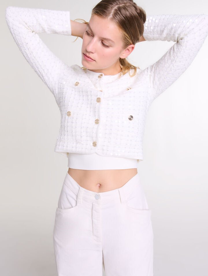 Strickcardigan mit Pailletten
