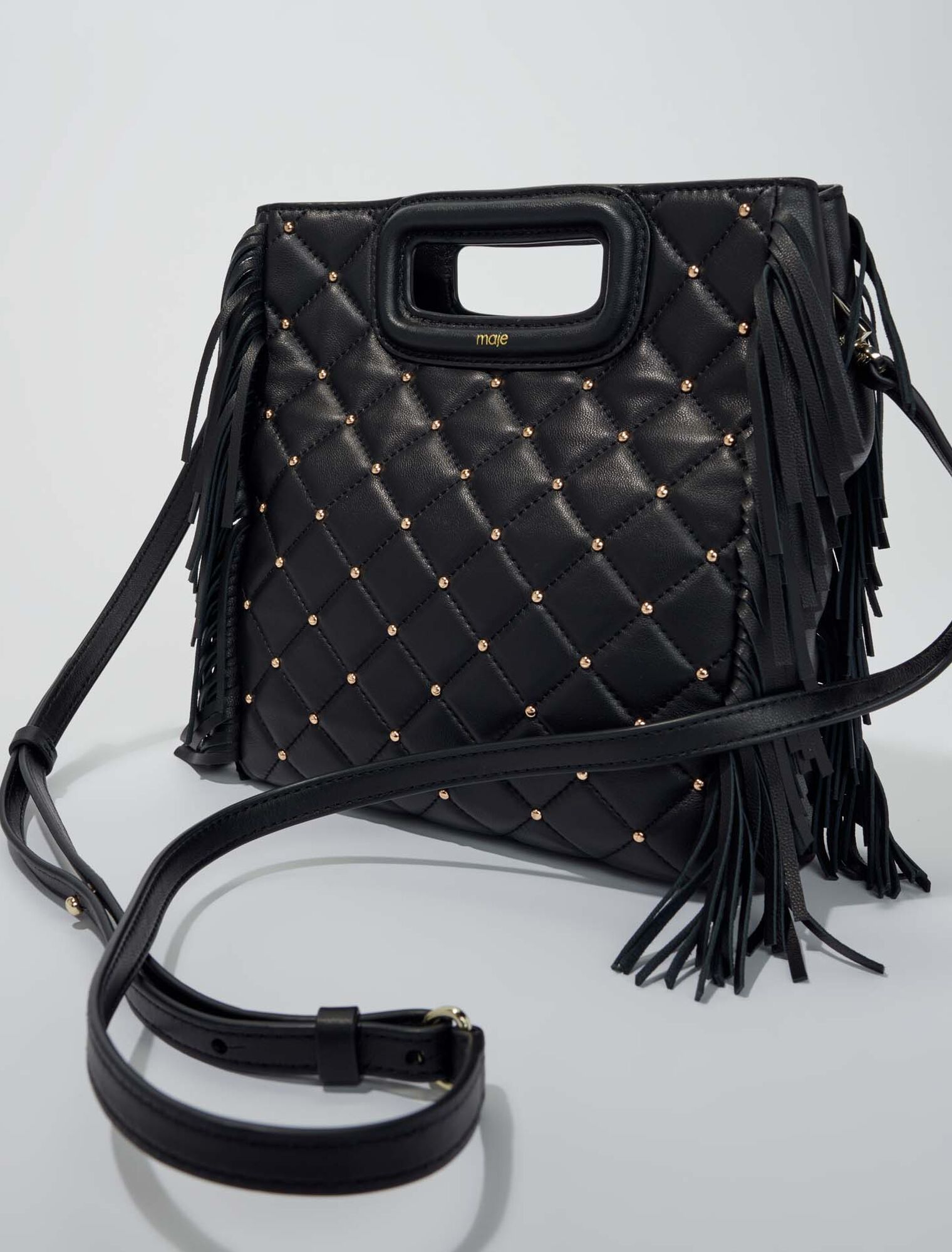 M-Tasche aus Leder mit Nieten