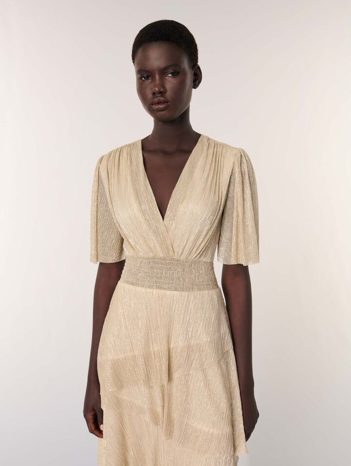 Metallic-Kleid mit Volants