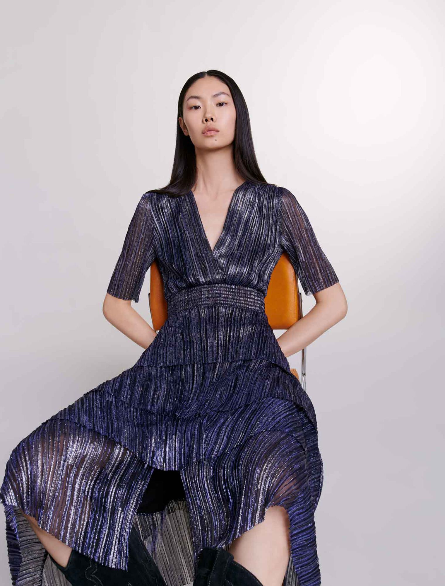 Lamé-Kleid mit Volants