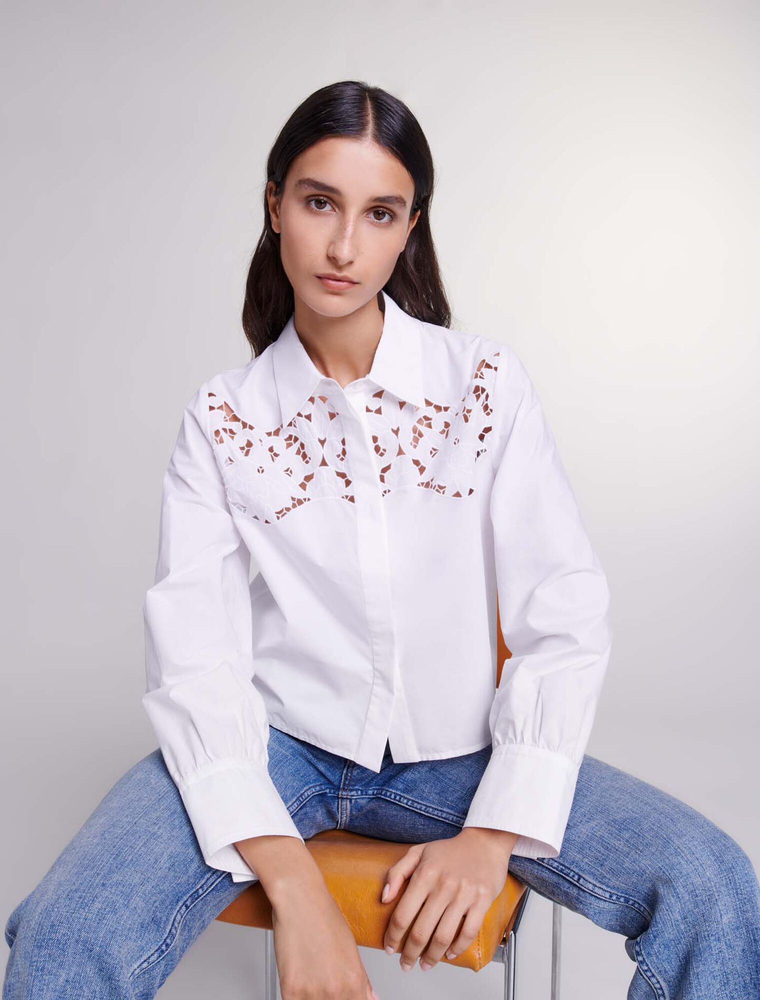 Bluse mit Lochstickerei aus Baumwolle