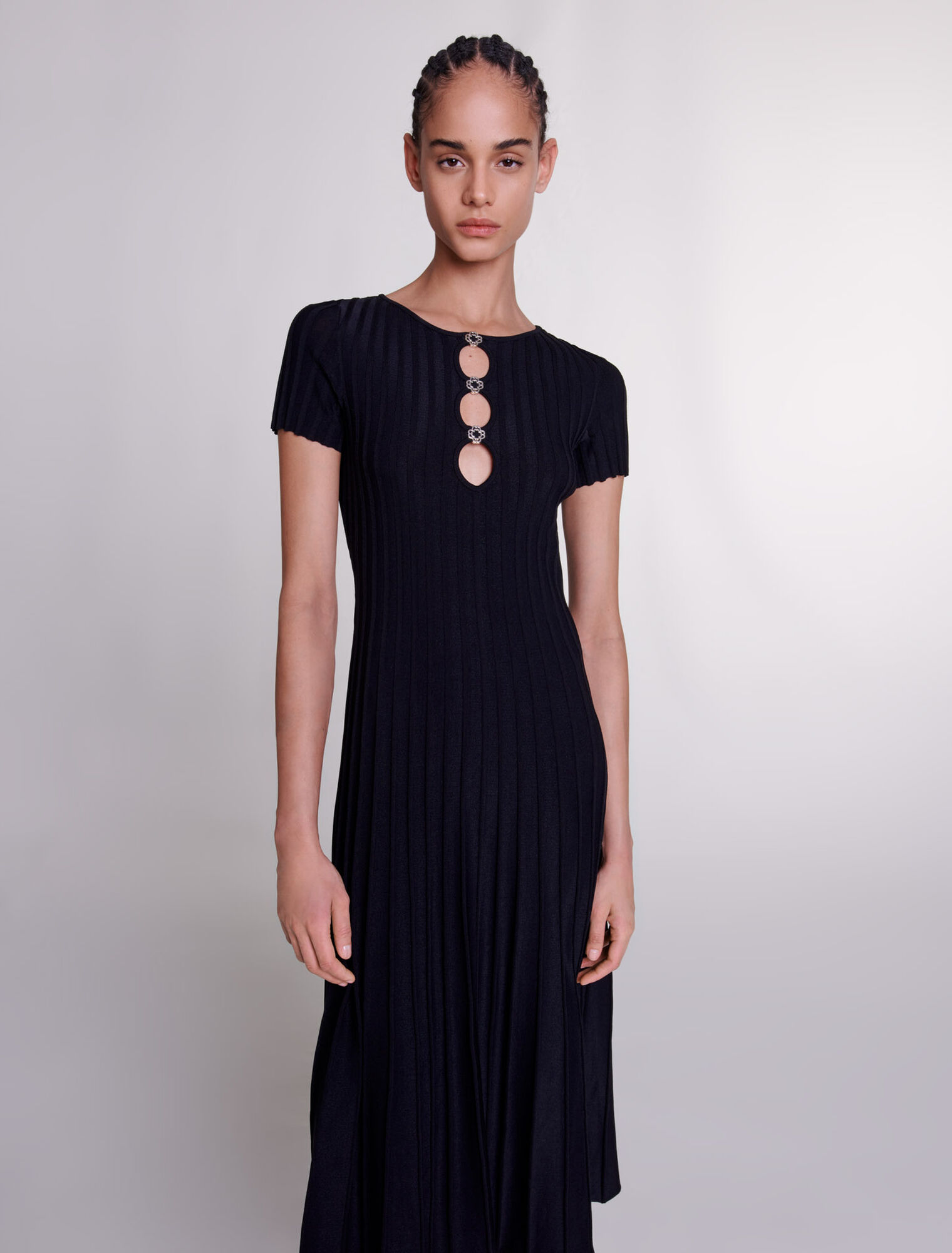Langes Kleid aus Rippstrick