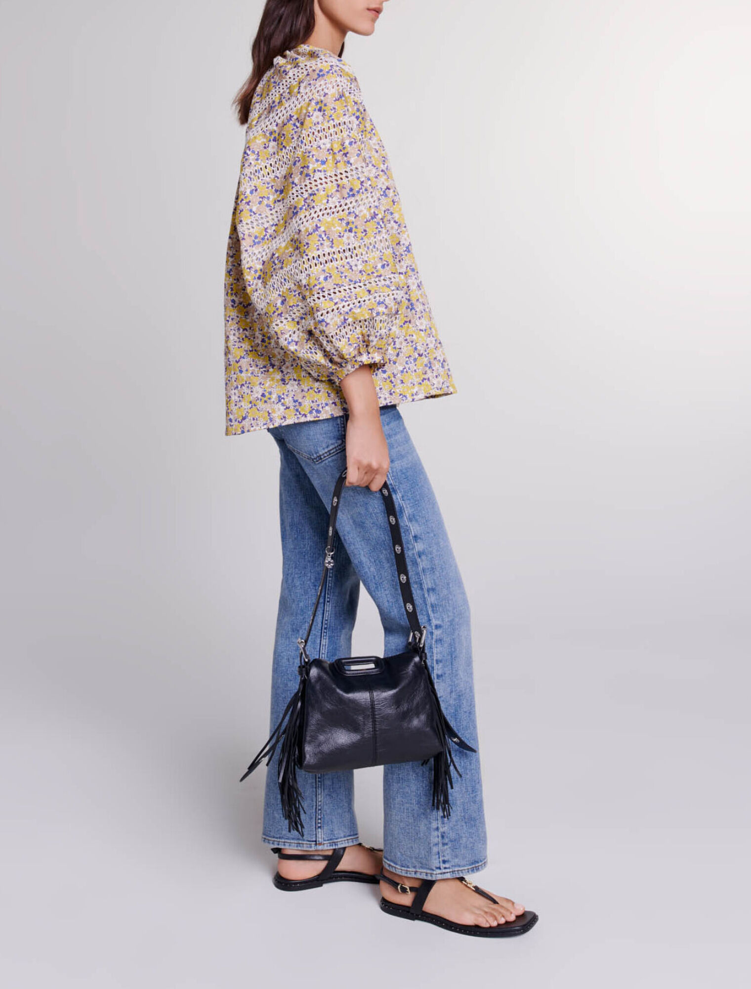 Bluse mit Aufdruck und Stickerei