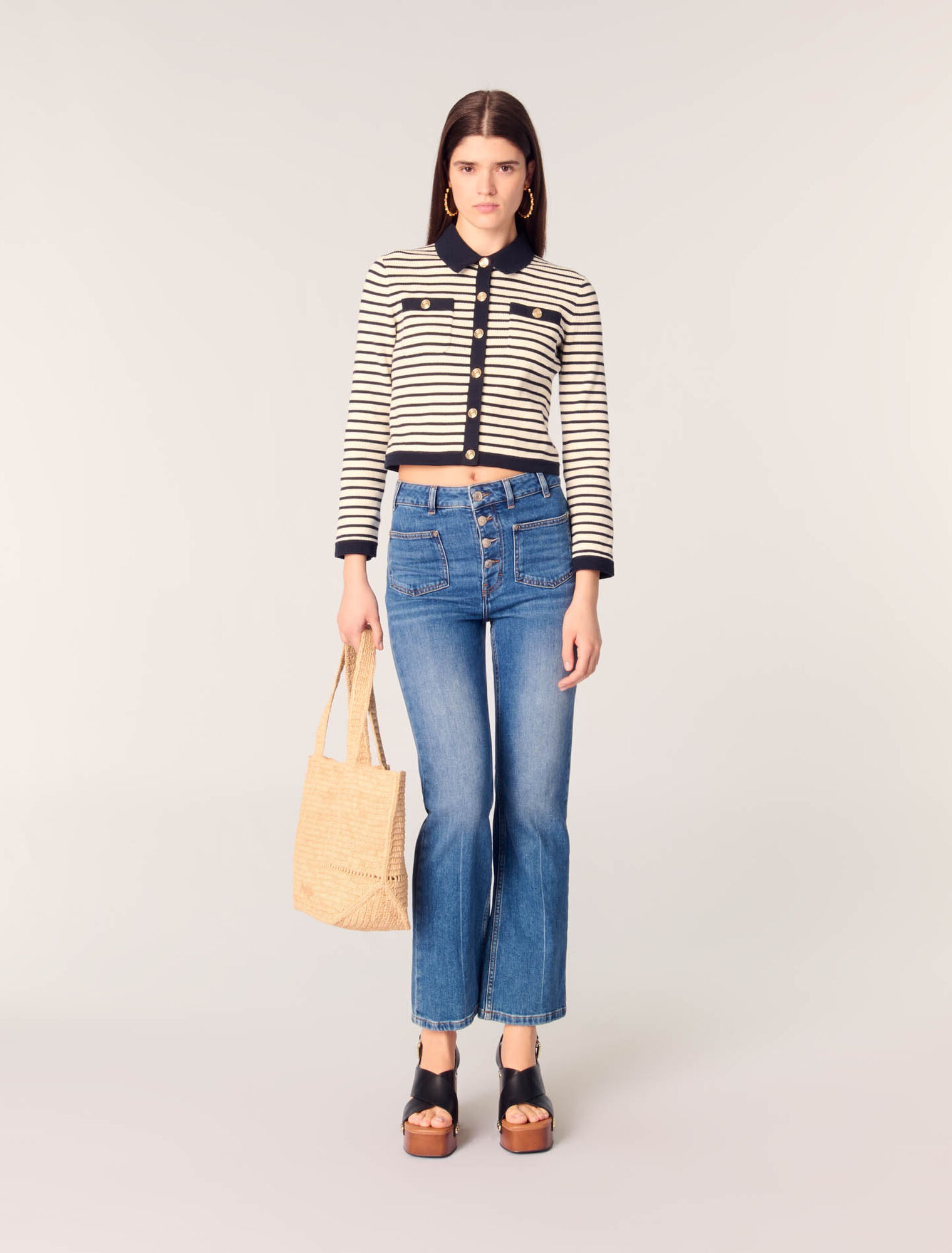 Kurzer Rippstrick-Cardigan