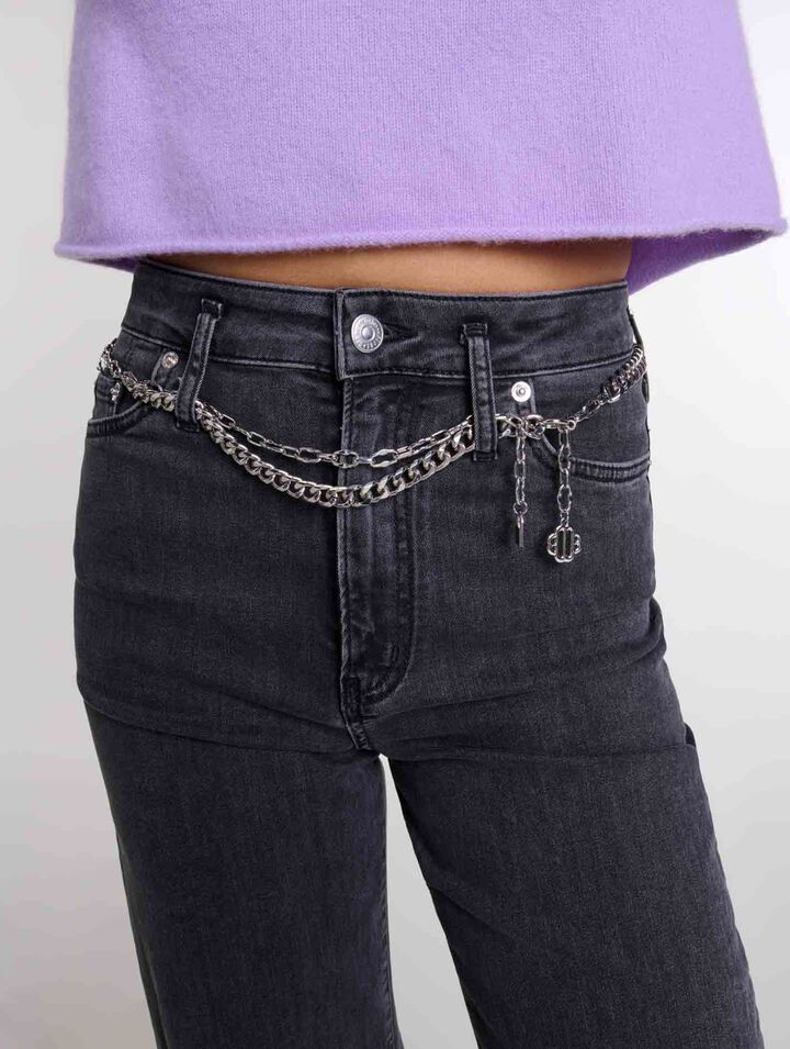 Black baggy jeans with belt