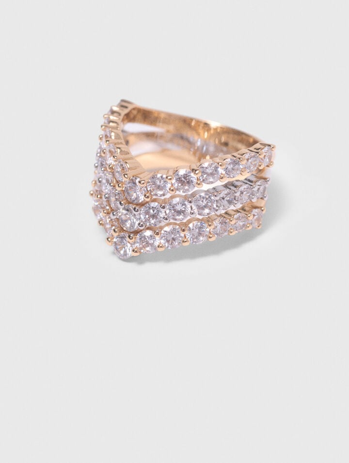 Bicolor-Ring mit Strass