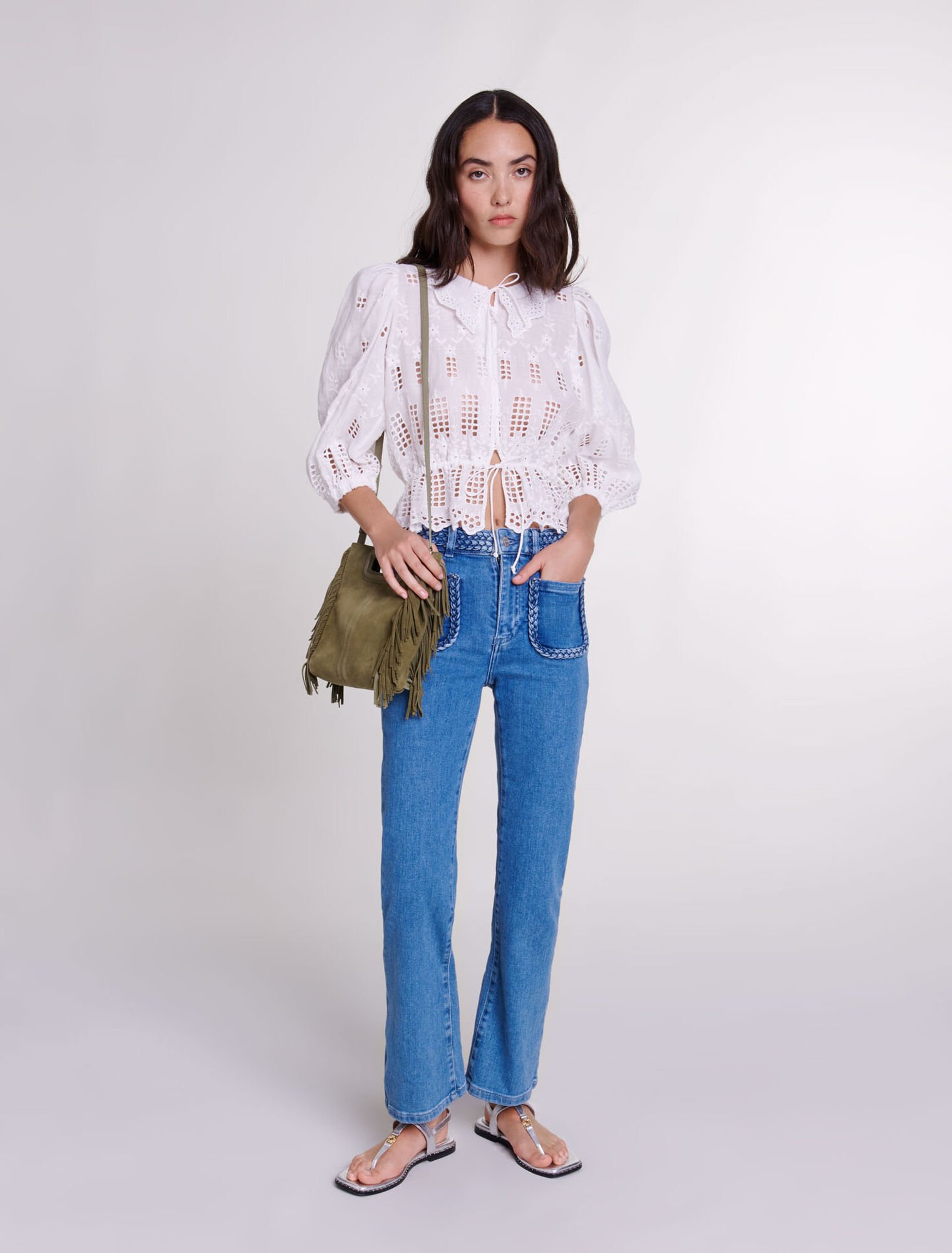 Bestickte Bluse aus Ramie