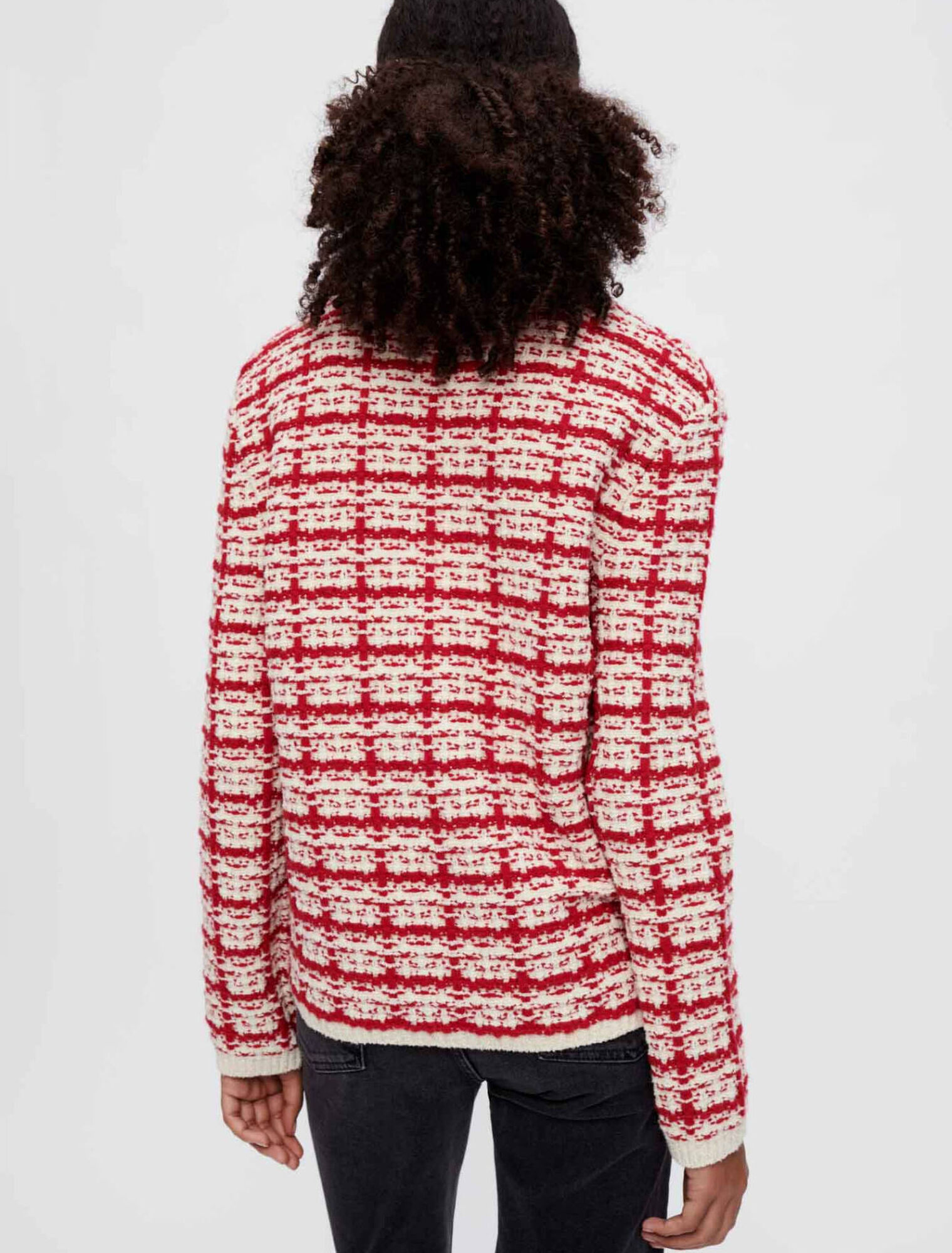 Zweifarbige Strickjacke in Tweed-Optik