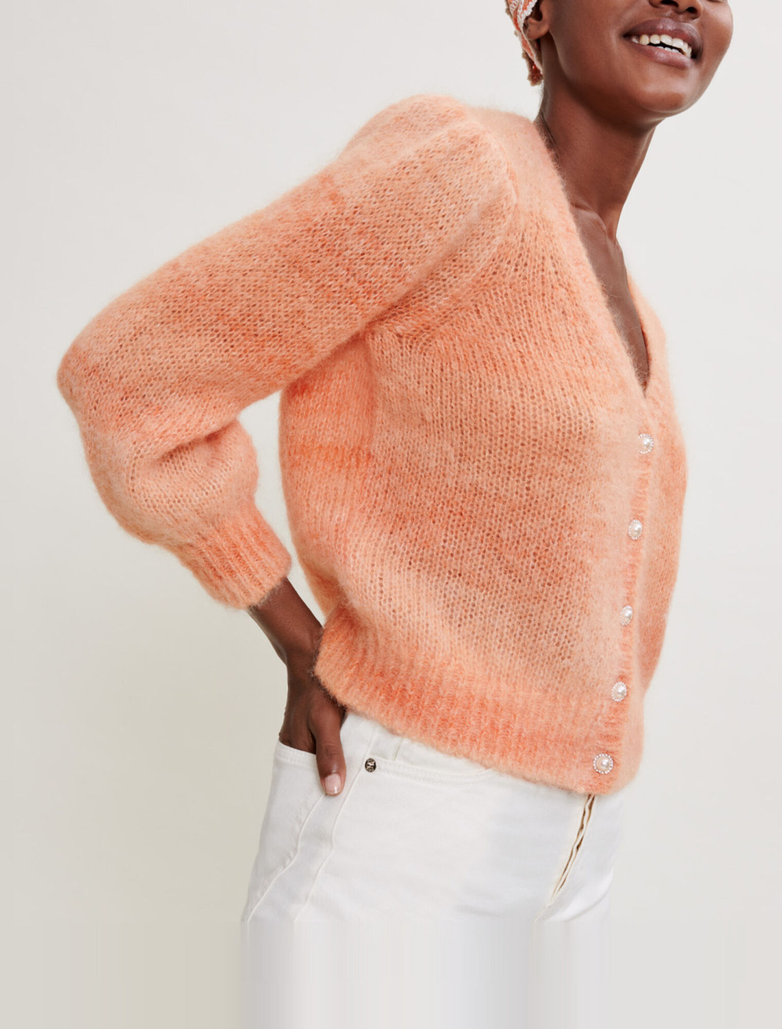 Strickjacke aus bedrucktem Mohair