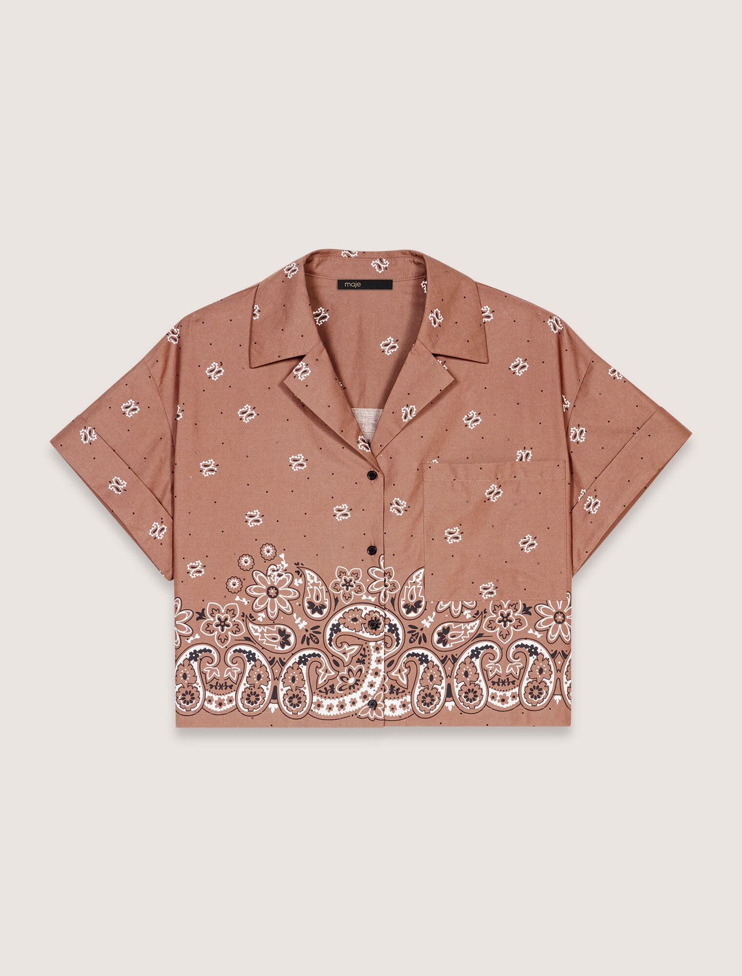 Kurze gemusterte Bluse mit Strass