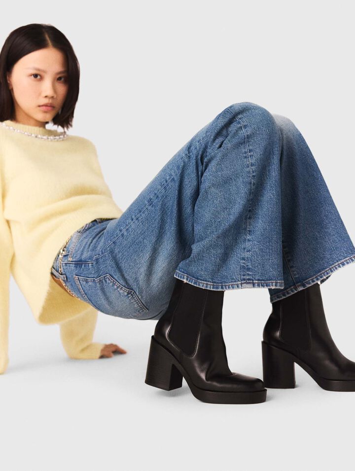 Leder-Chelsea-Boot mit Absatz