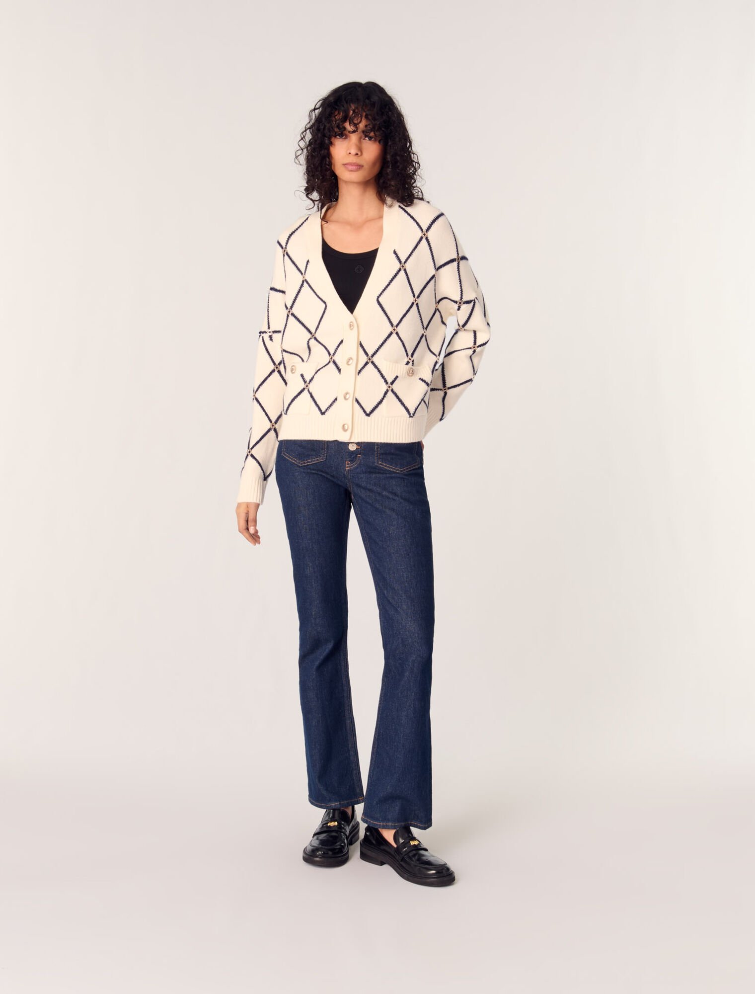 Strick-Cardigan mit Rautenmuster