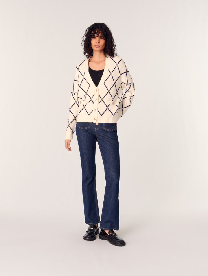 Strick-Cardigan mit Rautenmuster