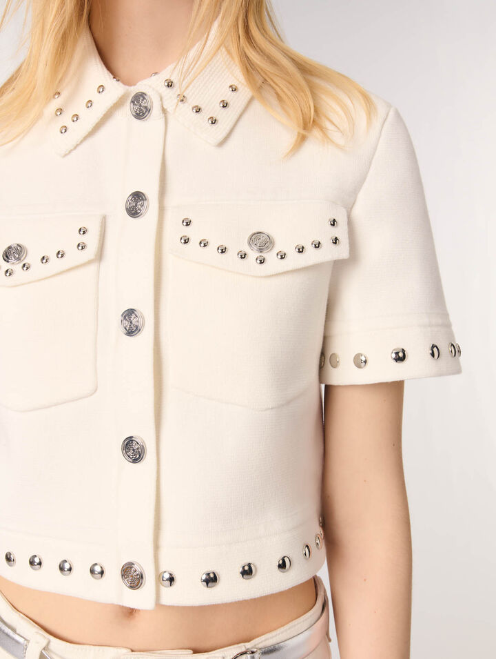 Kurzer Cardigan mit Nieten