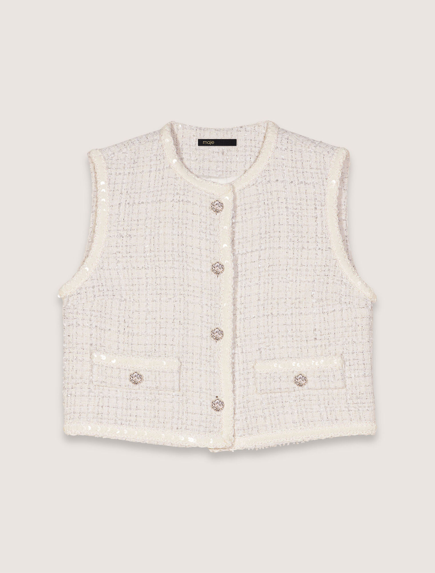 Weste aus Tweed mit Pailletten