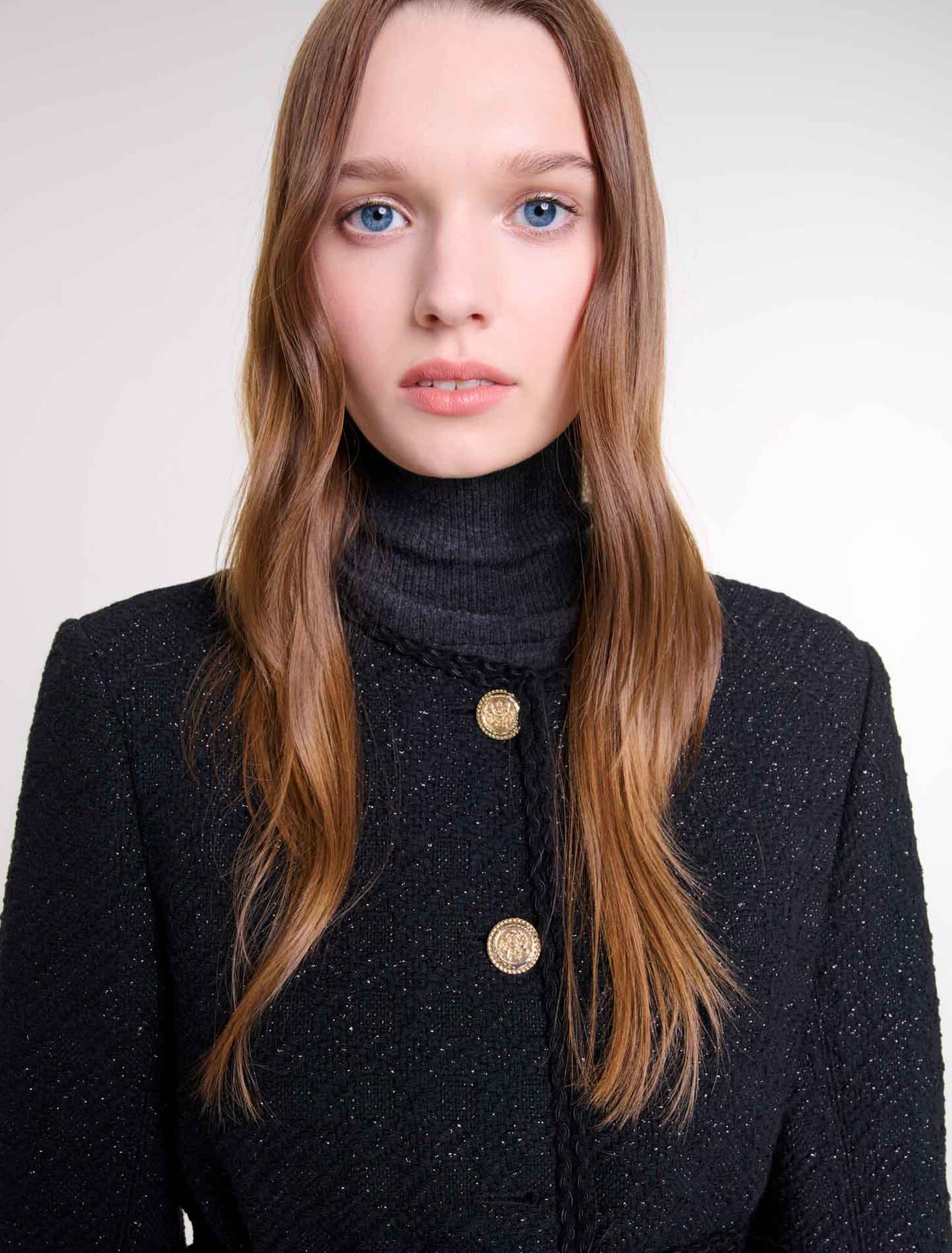 Gerade Jacke aus glänzendem Tweed