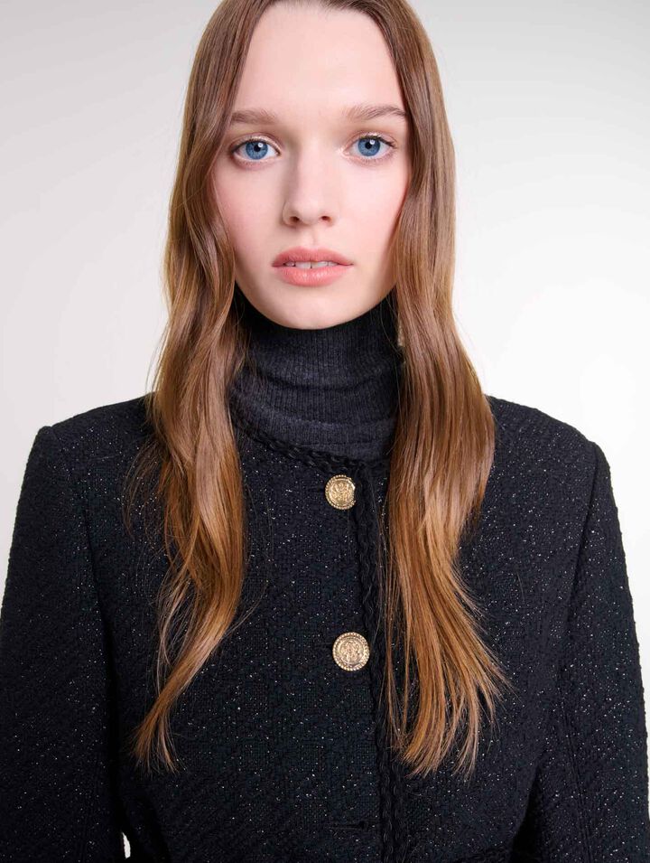 Gerade Jacke aus glänzendem Tweed