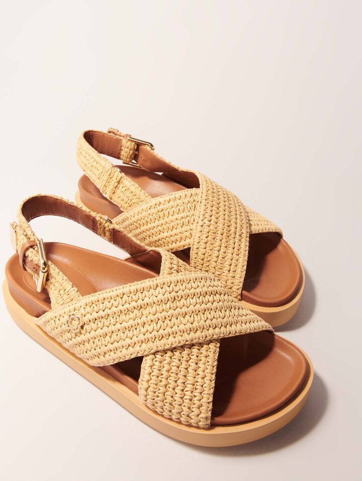 Flache Sandalen in Bastoptik