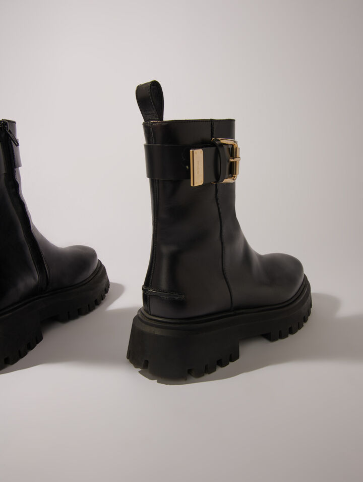 Lederstiefeletten mit Schnalle