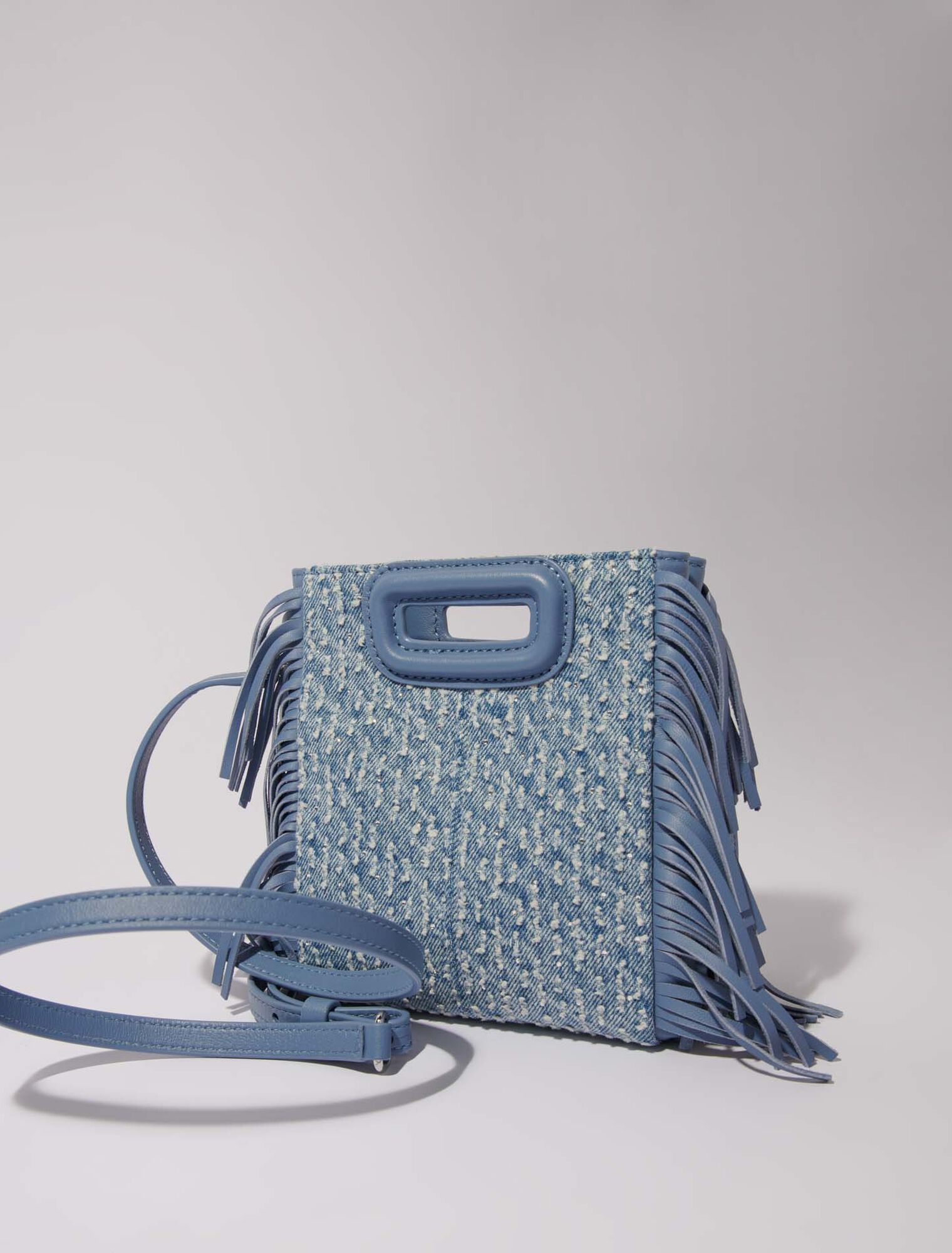 Tasche M mini aus Denim und Strass