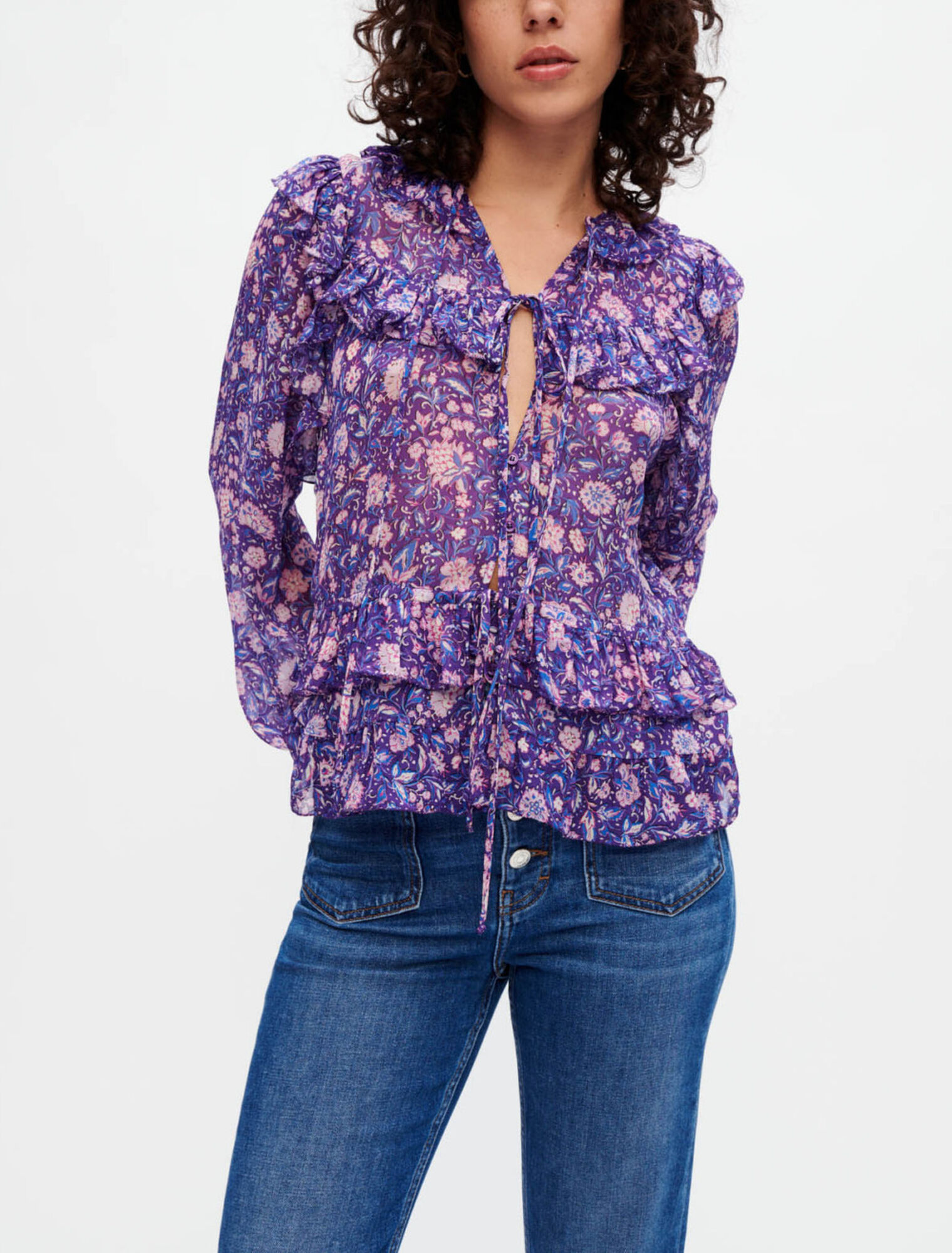 Top aus bedruckter Viskose Dahlia