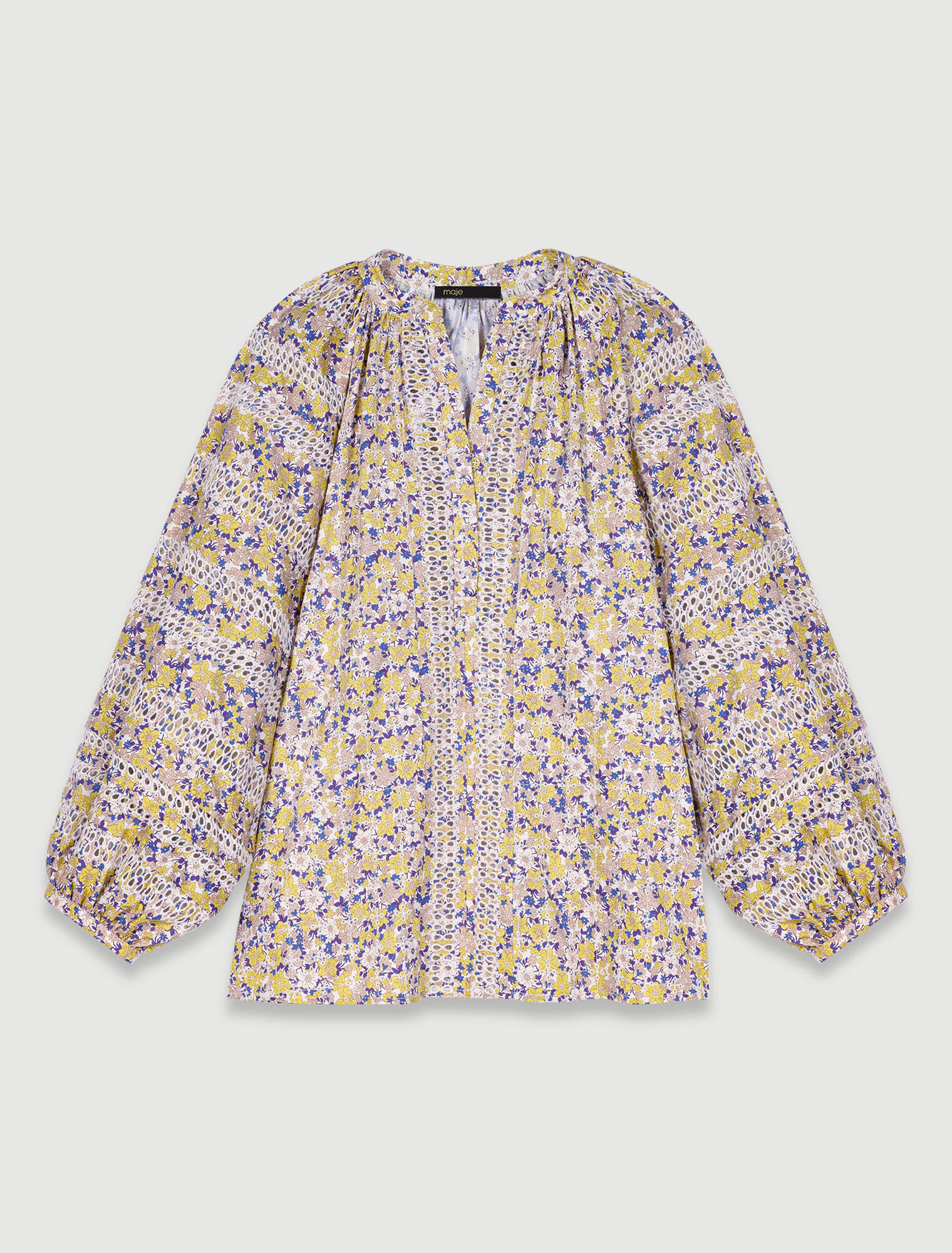 Bluse mit Aufdruck und Stickerei