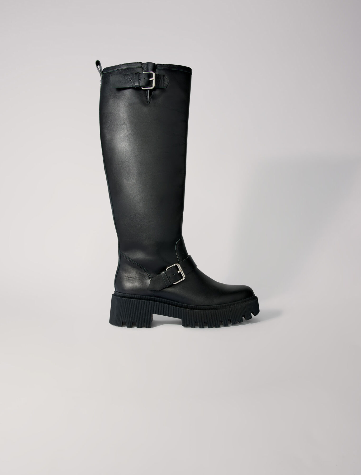 Biker-Stiefel aus Glattleder
