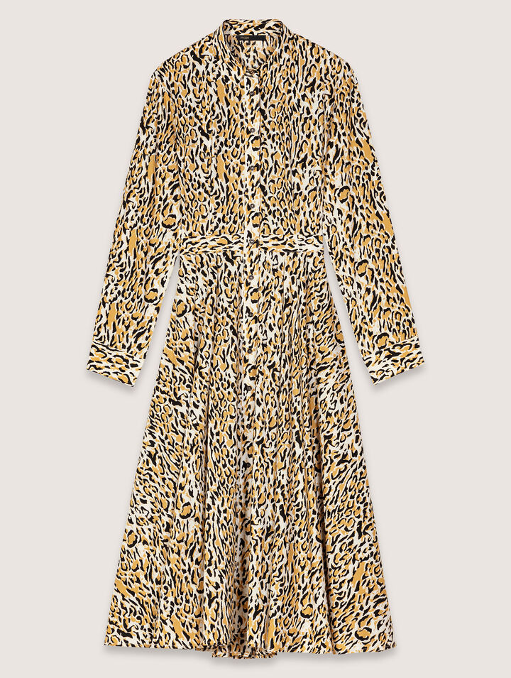 Midi-Kleid mit Leoparden-Print