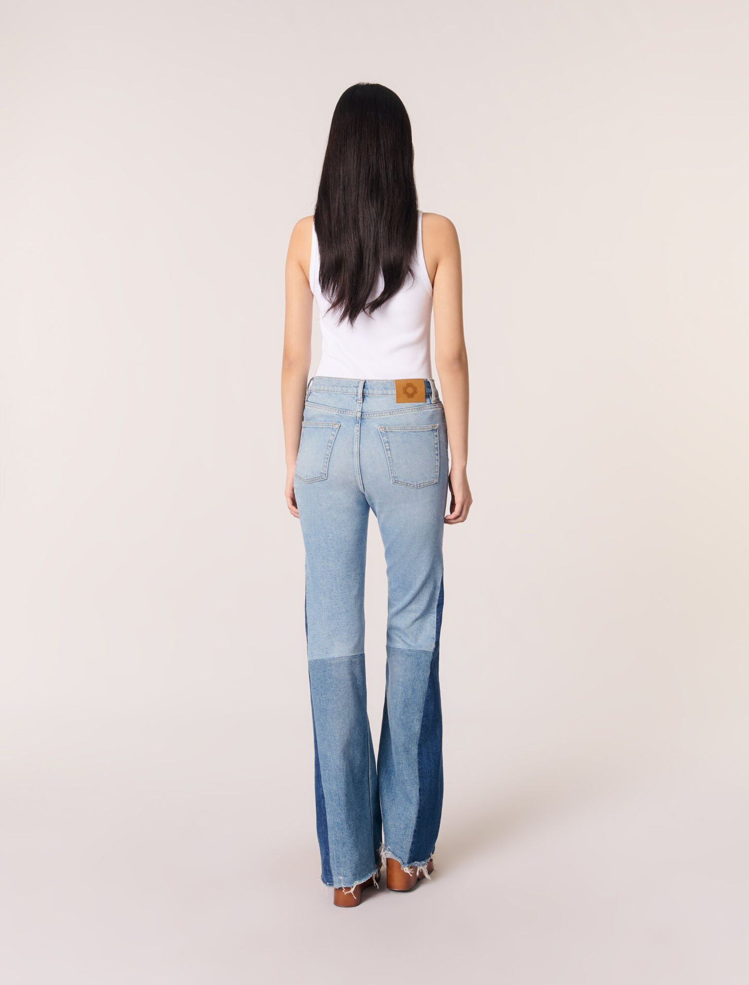 Dreifarbige Patchwork-Jeans