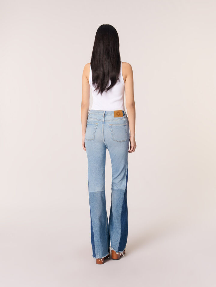Dreifarbige Patchwork-Jeans
