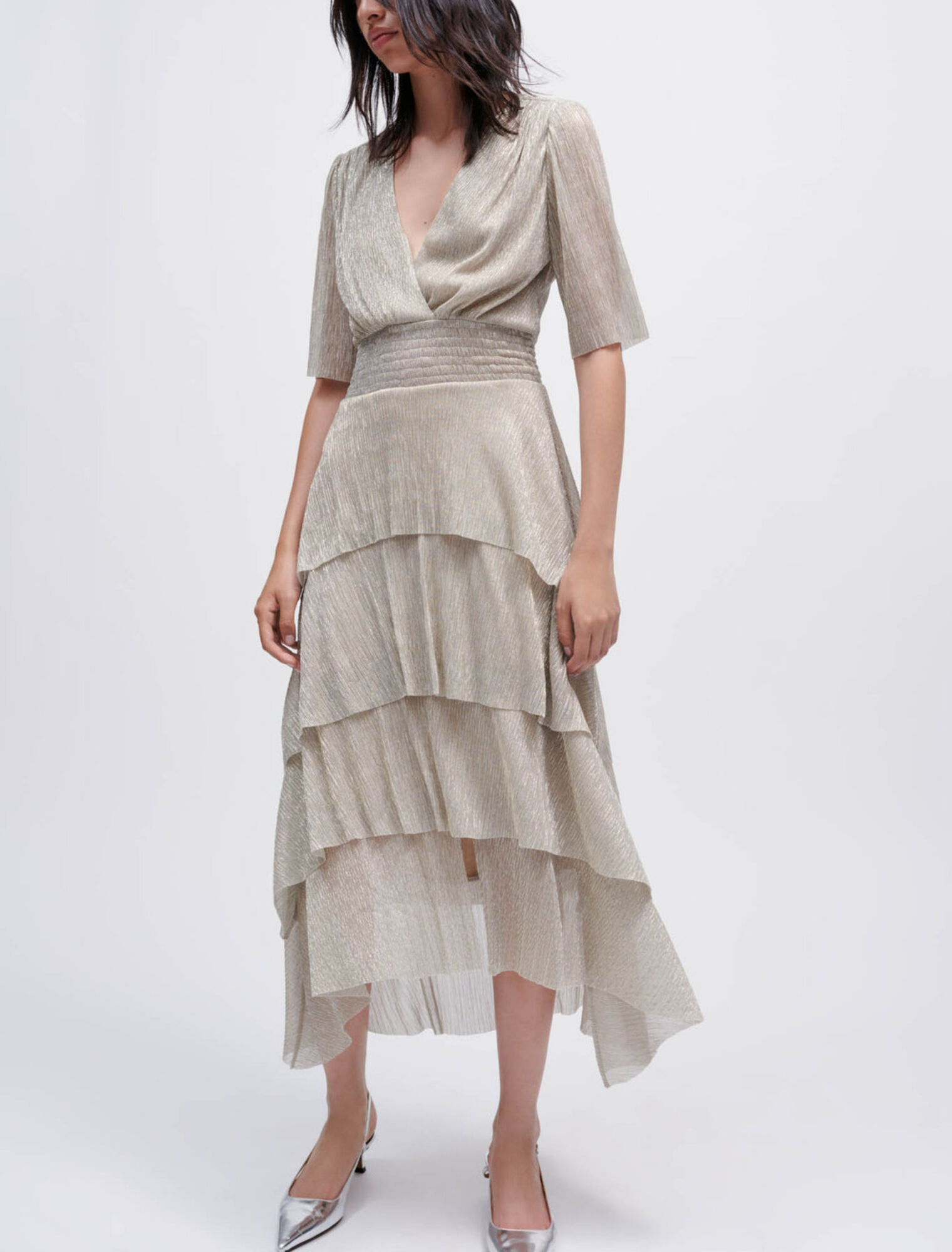 Lamé-Kleid mit Volants