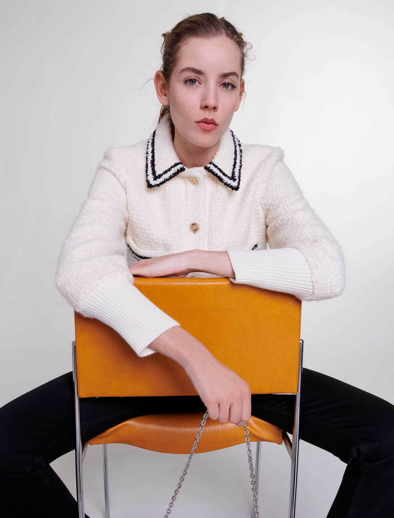Tweed-Blouson in Kontrastoptik