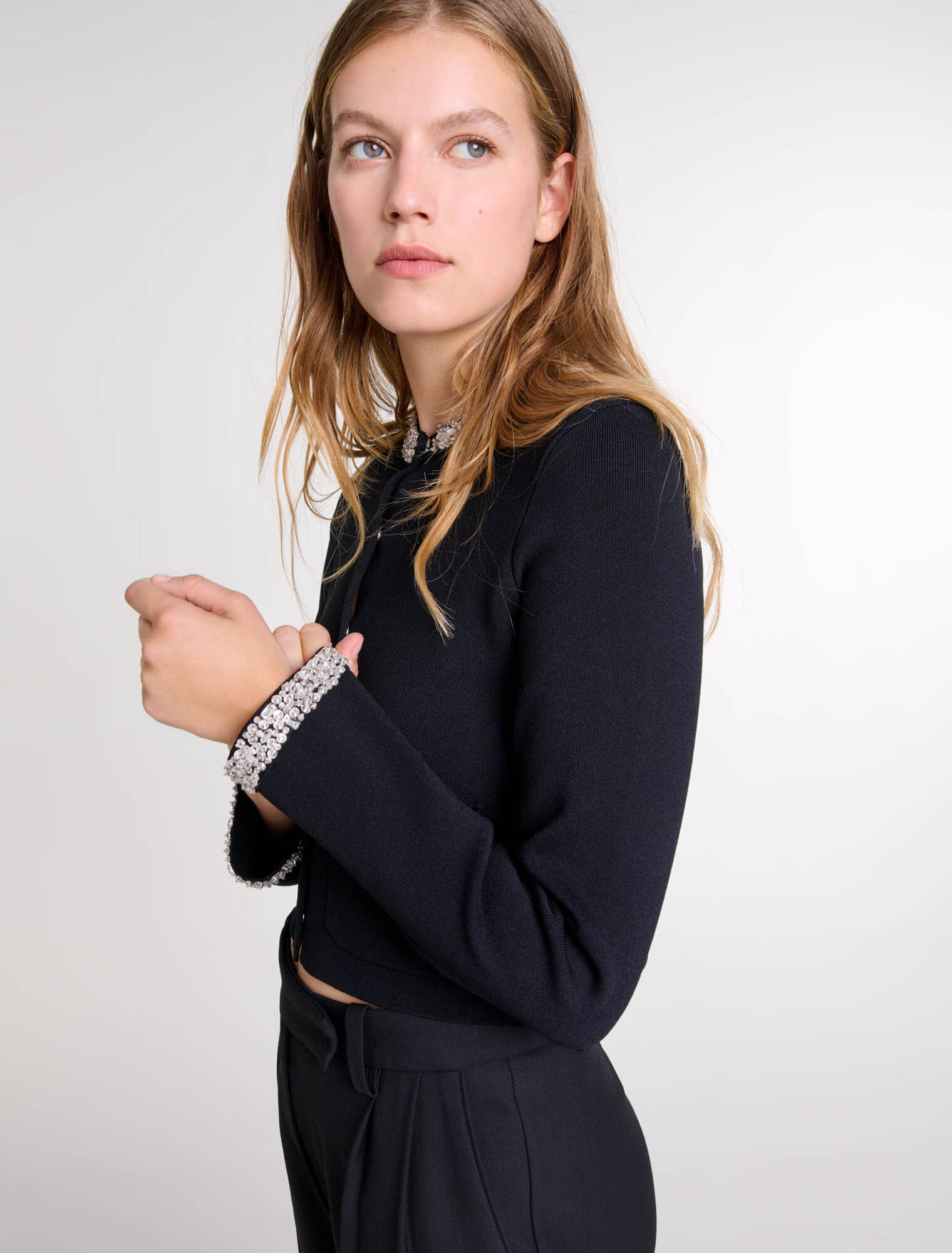 Cardigan mit Strass-Borten