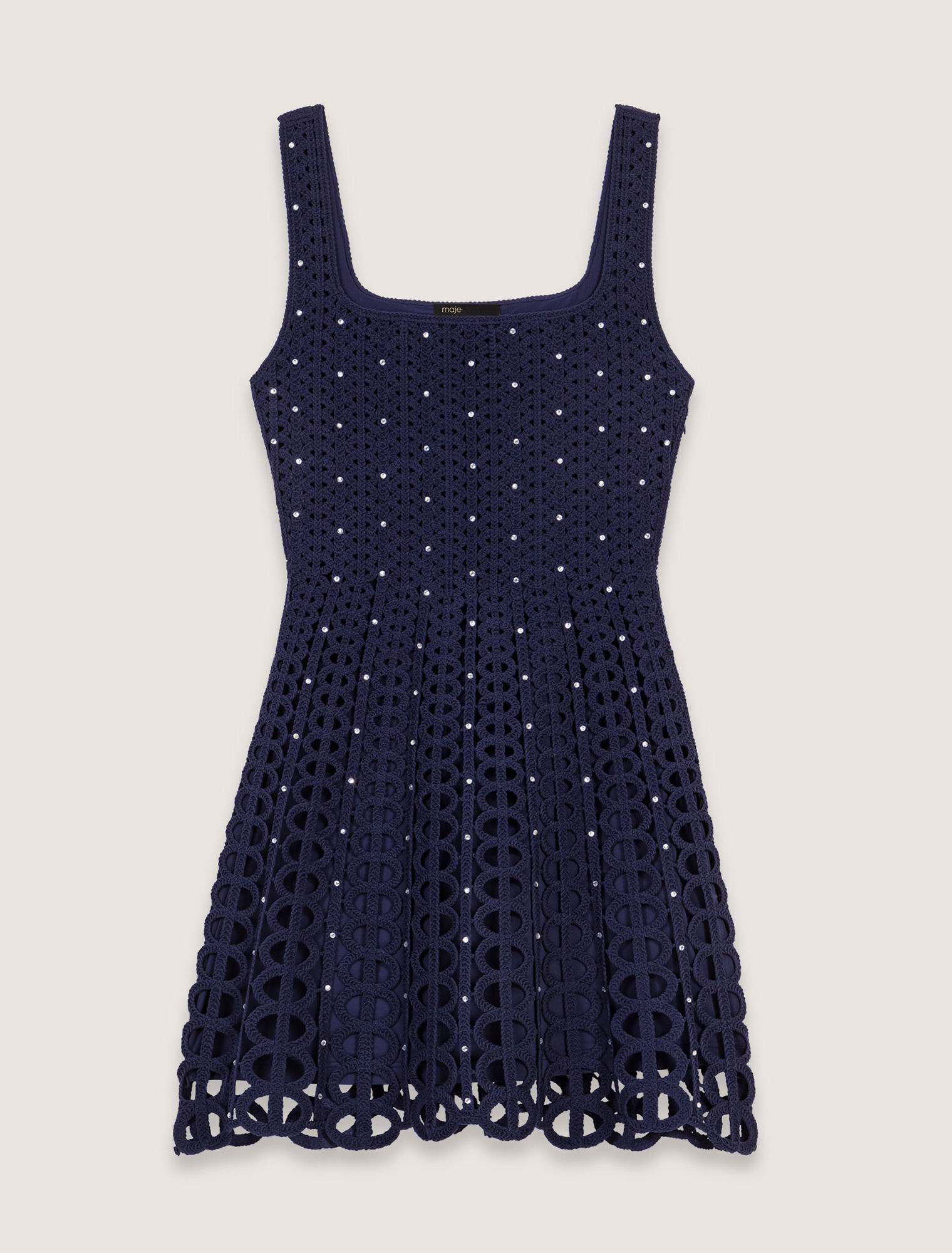 Kurzes Häkelkleid mit Strass