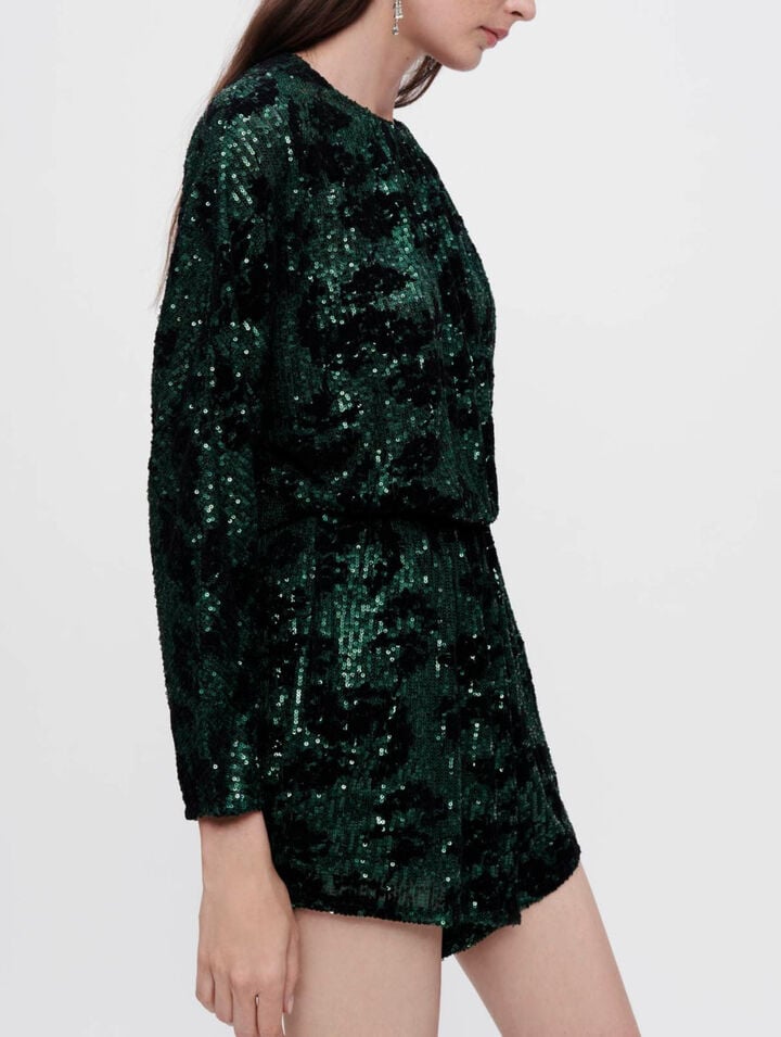 Short Jumpsuit mit Pailletten