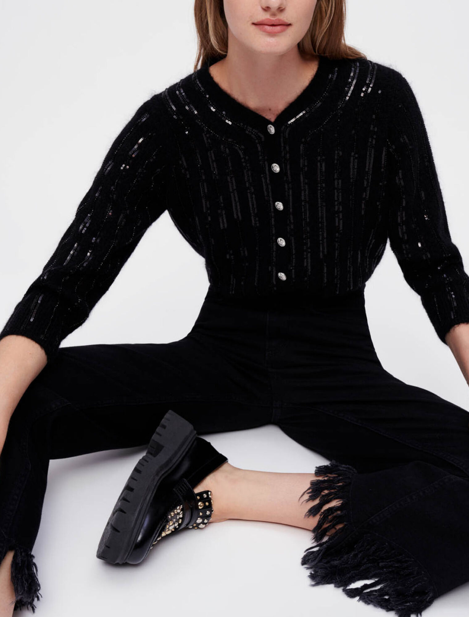 Schwarze Jeans mit hoher