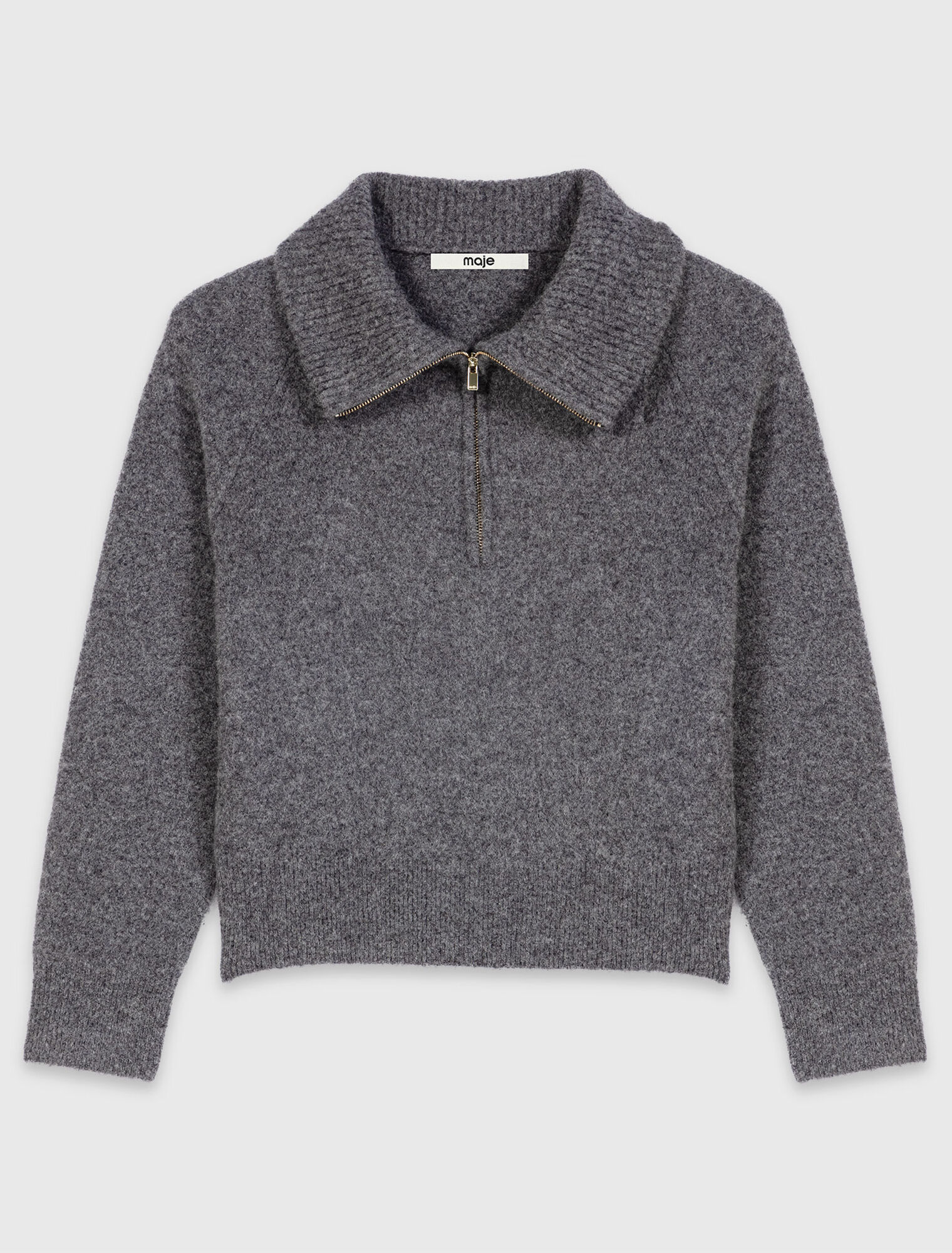 Yak-Pullover mit Zip-Kragen