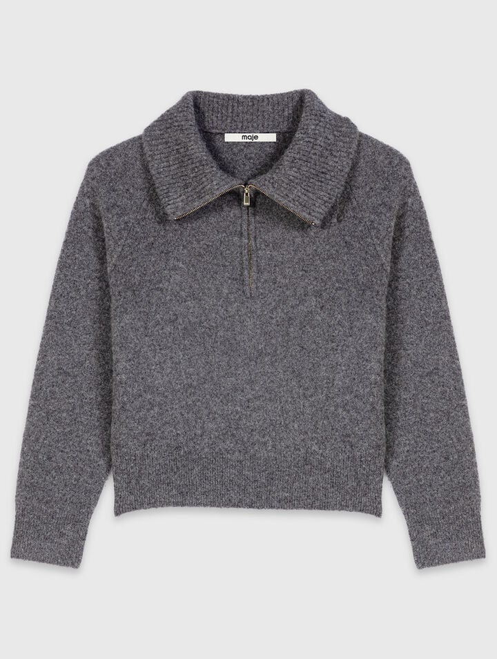 Yak-Pullover mit Zip-Kragen
