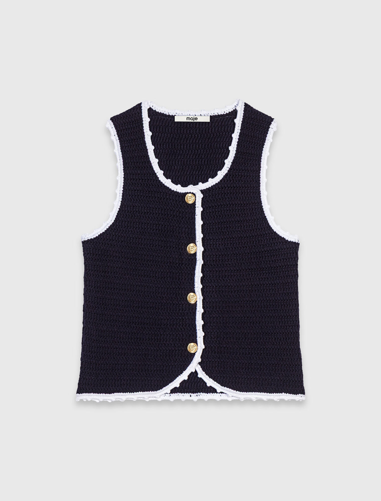 Stricktop mit H&auml;kelabschl&uuml;ssen