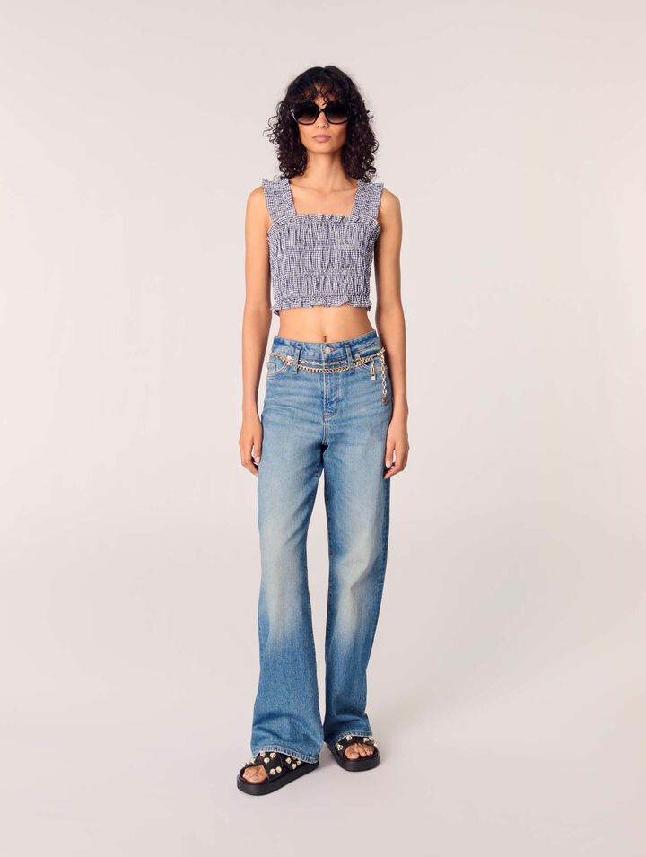 Gesmoktes Top mit Vichy-Muster