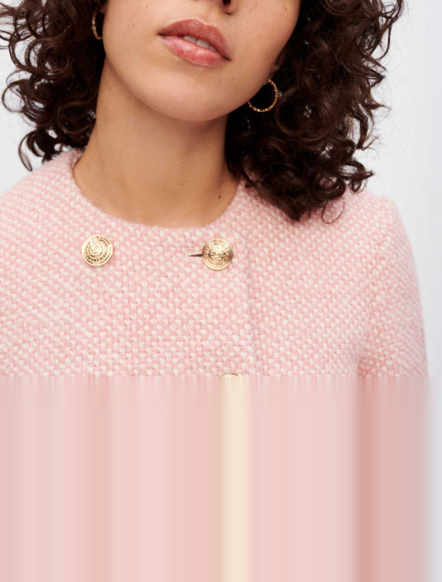 Jacke aus meliertem Tweed, Rosa und Ecru