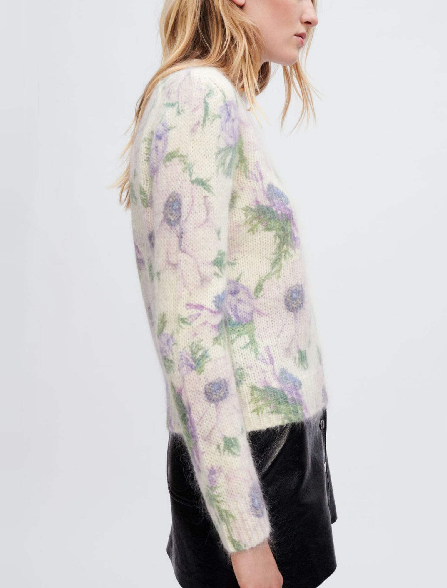 Flower fluffy Pullover aus Jacquard
