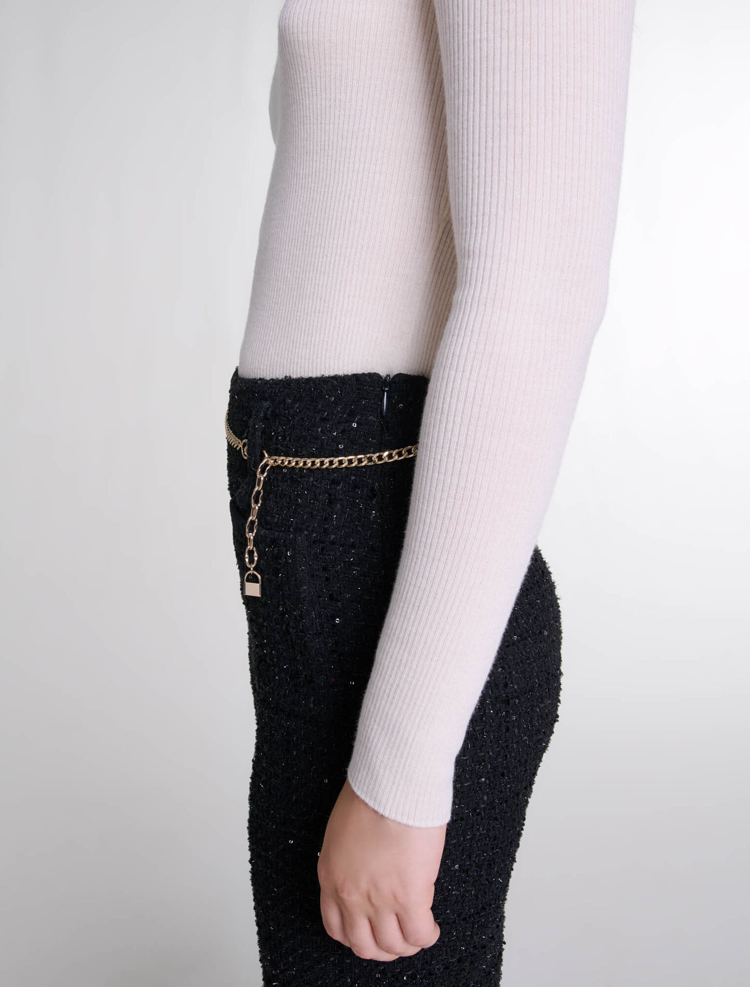 Tweedhose mit Pailletten