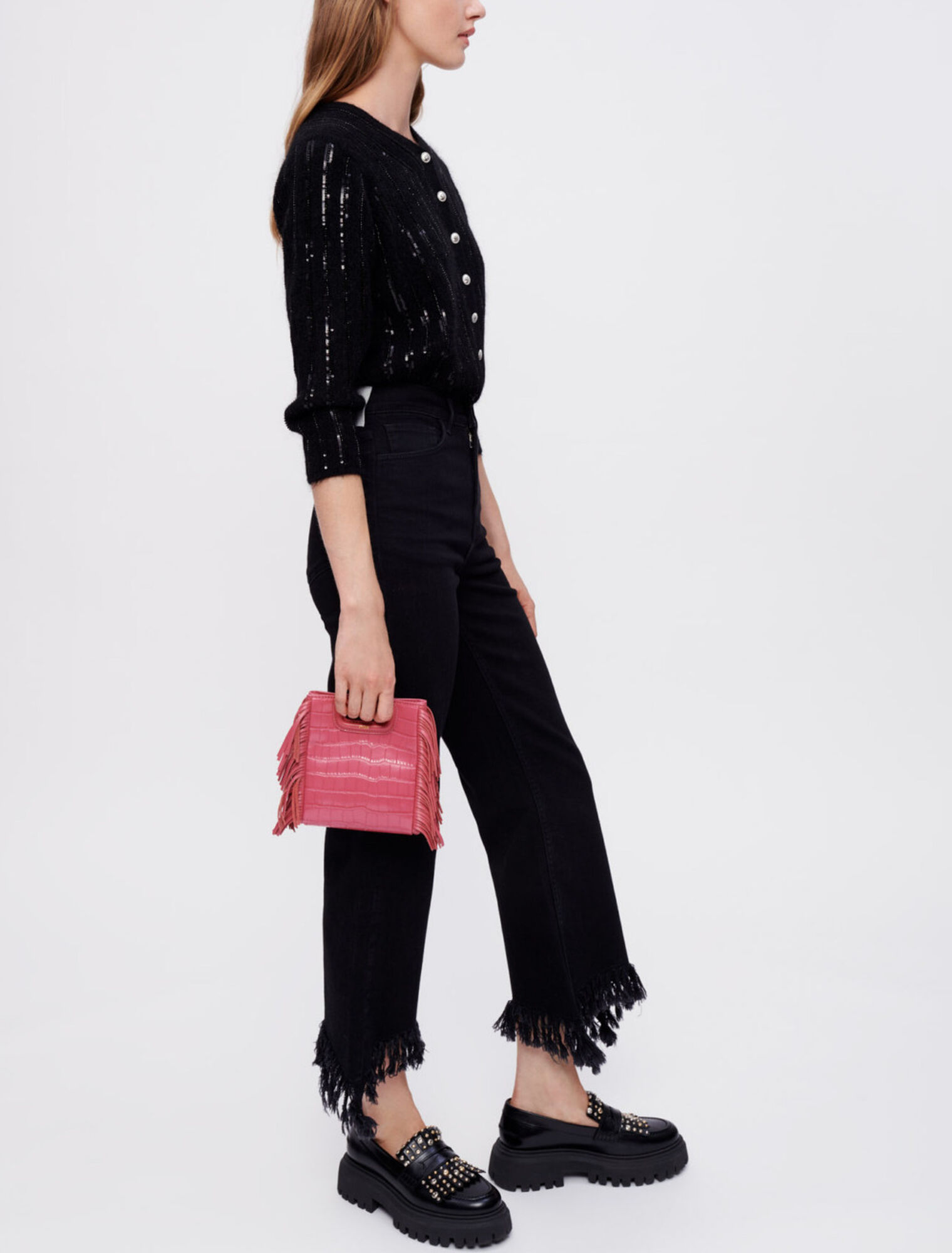 Schwarze Jeans mit hoher